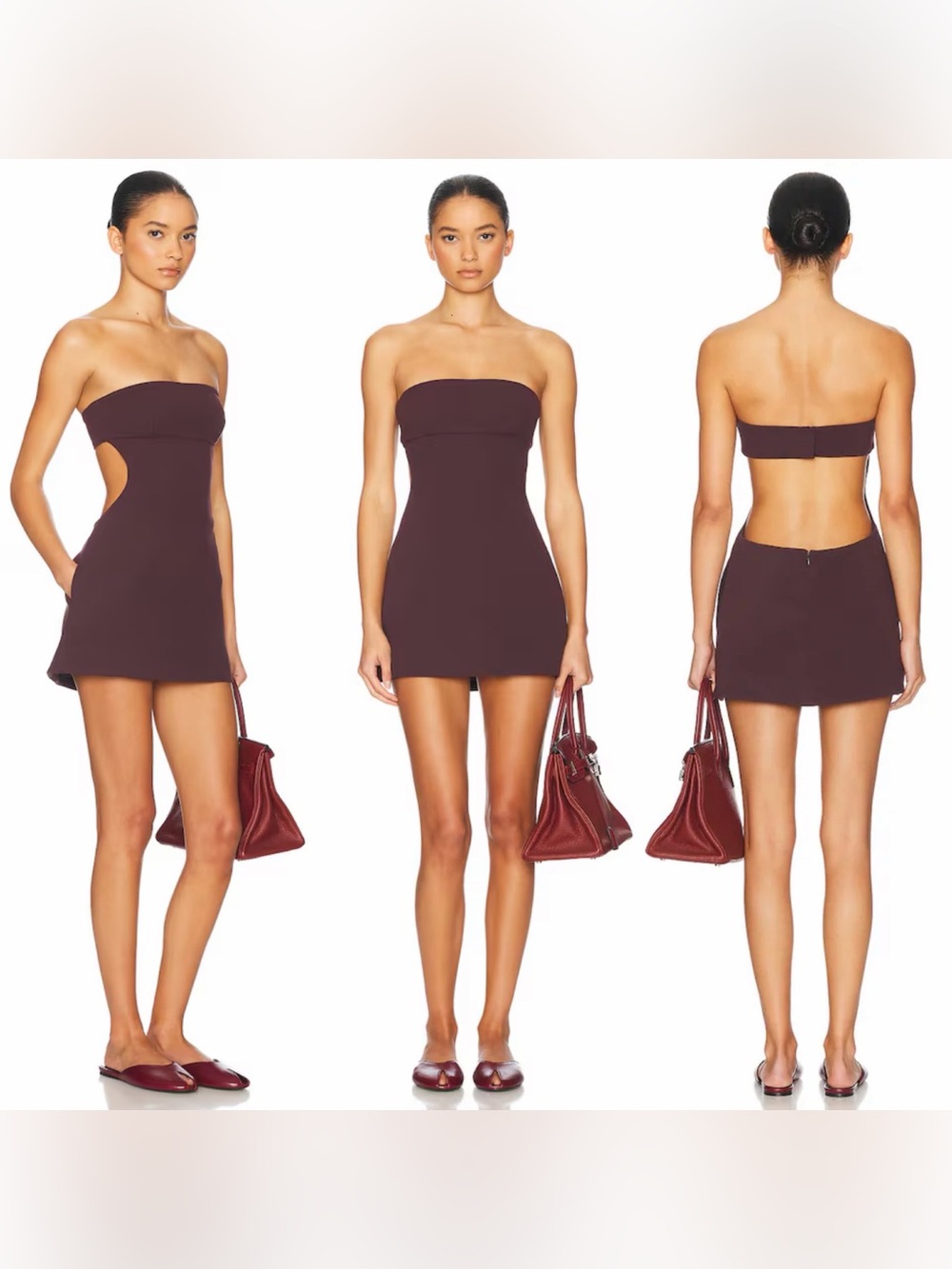 HELSA- The Heavy Crepe Cut Out Dress Mini Eggplant Purple Size Small